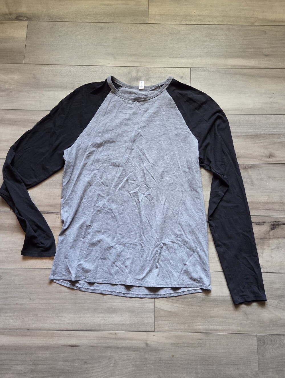 lululemon athletica Gray Body with Black Raglan Long-Sleeve Shirt